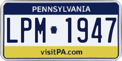 PA license plate LPM1947