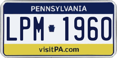 PA license plate LPM1960