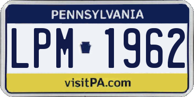 PA license plate LPM1962