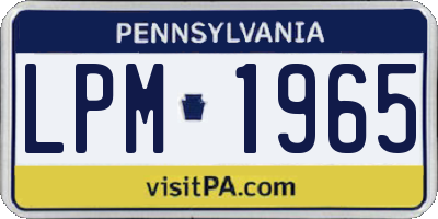 PA license plate LPM1965