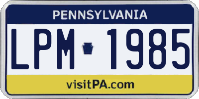 PA license plate LPM1985