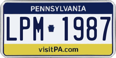 PA license plate LPM1987