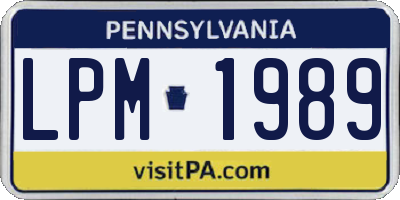 PA license plate LPM1989
