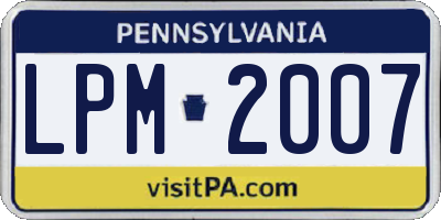 PA license plate LPM2007