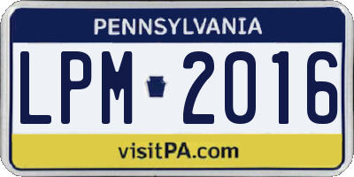 PA license plate LPM2016