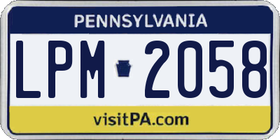 PA license plate LPM2058