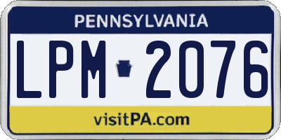 PA license plate LPM2076