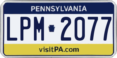 PA license plate LPM2077