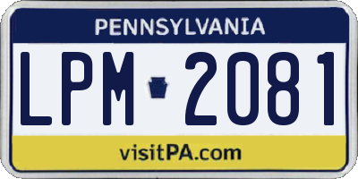 PA license plate LPM2081
