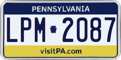PA license plate LPM2087