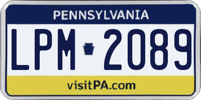 PA license plate LPM2089