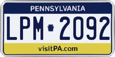 PA license plate LPM2092