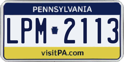 PA license plate LPM2113