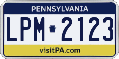 PA license plate LPM2123