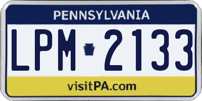 PA license plate LPM2133