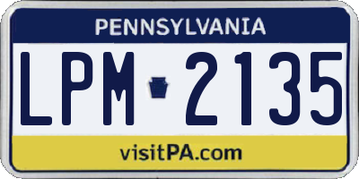 PA license plate LPM2135