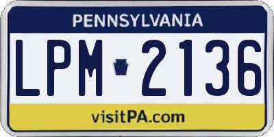 PA license plate LPM2136