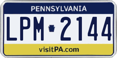 PA license plate LPM2144