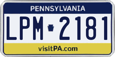 PA license plate LPM2181