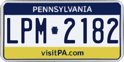 PA license plate LPM2182