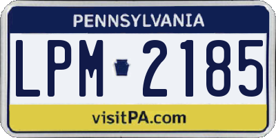 PA license plate LPM2185