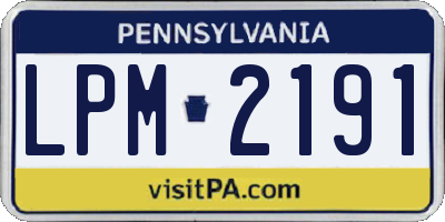 PA license plate LPM2191