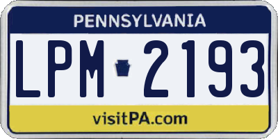 PA license plate LPM2193