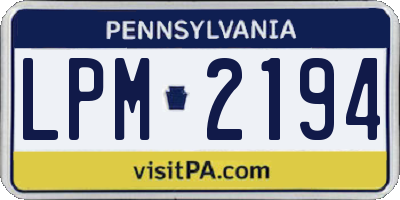 PA license plate LPM2194