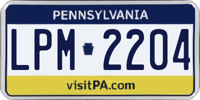 PA license plate LPM2204