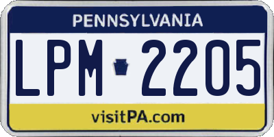 PA license plate LPM2205