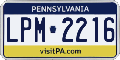 PA license plate LPM2216
