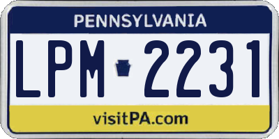 PA license plate LPM2231