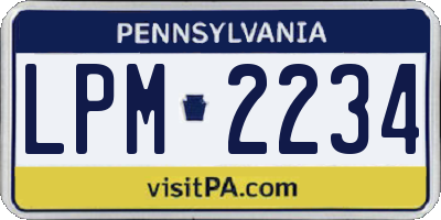 PA license plate LPM2234
