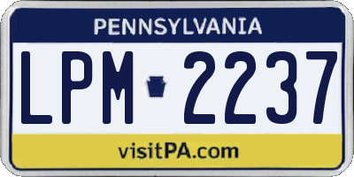 PA license plate LPM2237