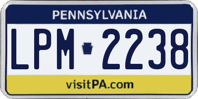 PA license plate LPM2238