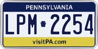 PA license plate LPM2254
