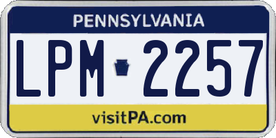 PA license plate LPM2257
