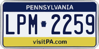 PA license plate LPM2259