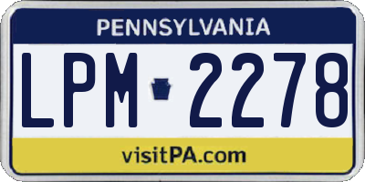 PA license plate LPM2278