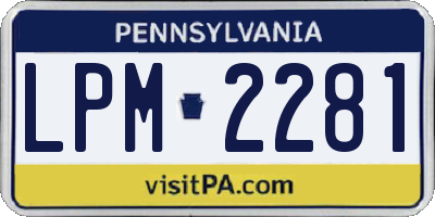PA license plate LPM2281