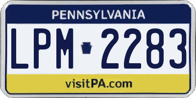 PA license plate LPM2283