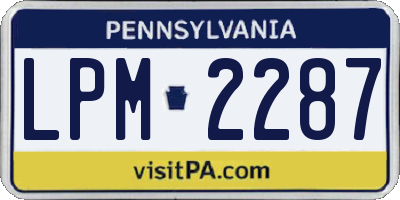 PA license plate LPM2287