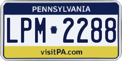 PA license plate LPM2288