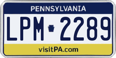 PA license plate LPM2289