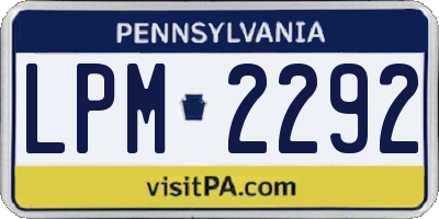 PA license plate LPM2292
