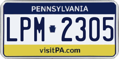 PA license plate LPM2305
