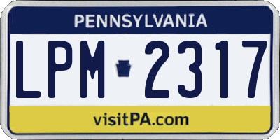 PA license plate LPM2317