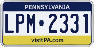 PA license plate LPM2331