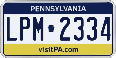 PA license plate LPM2334