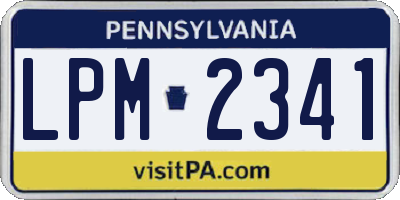 PA license plate LPM2341